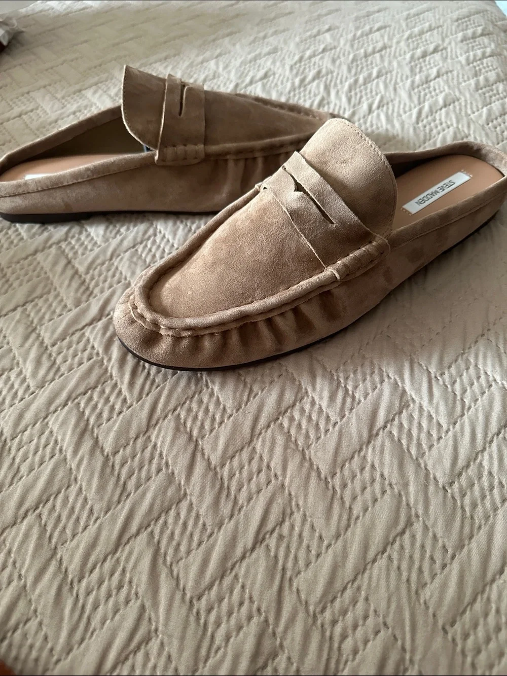 Steve Madden Women's Suede Penny Loafers in Light Brown